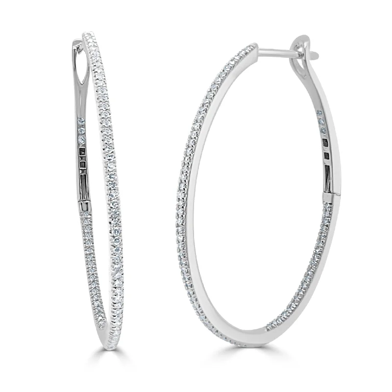 Women’s luxurious drop earrings-14k Gold & Diamond Oval-Shaped Hoop Earrings