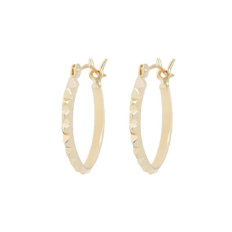 Women’s long gold earrings-Small Pyramid Hoops