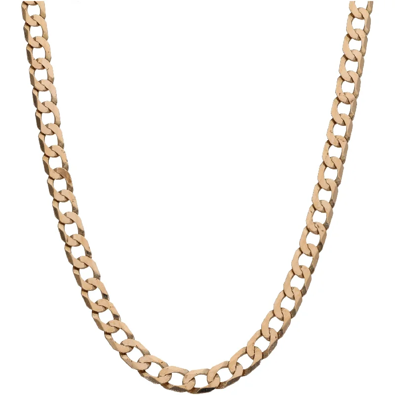 Women’s gold pendant necklaces-9ct Gold Curb Chain 20"