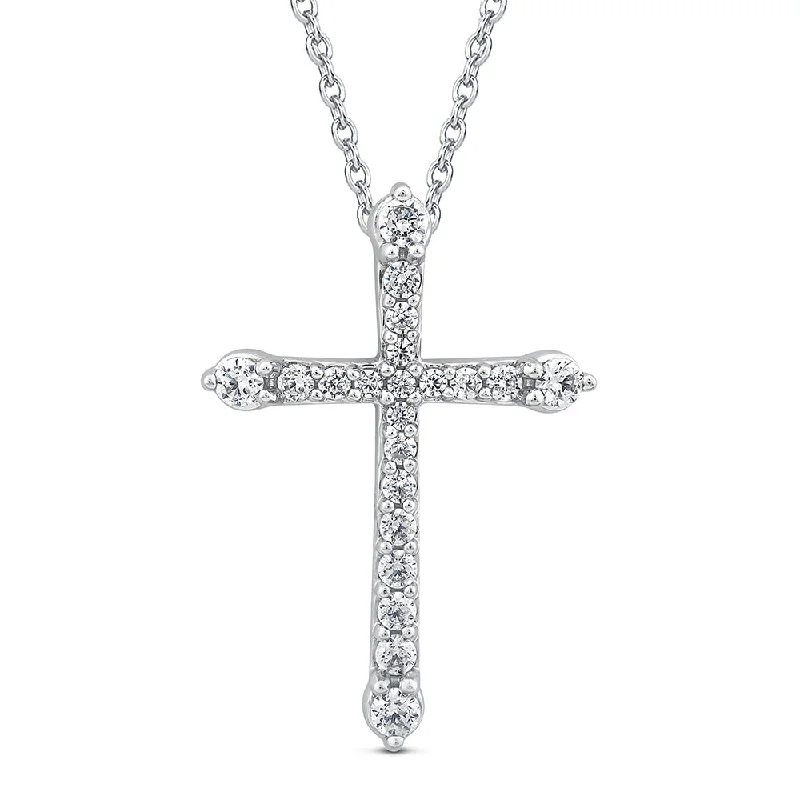 Women’s stylish necklaces-Luminesce Lab Grown Diamond Crucifix Pendant In 10ct White Gold