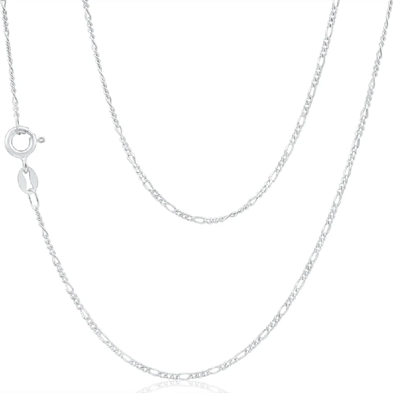 Women’s modern pendant necklaces-9ct White Solid Gold Figaro 1:3 45cm Chain 40Gauge