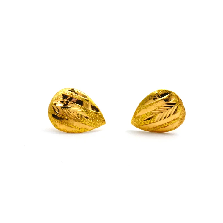 Women’s party earrings-Real Gold Drop Studs with Long Screw Tops Perfect for Ear and Nose Piercings E1895