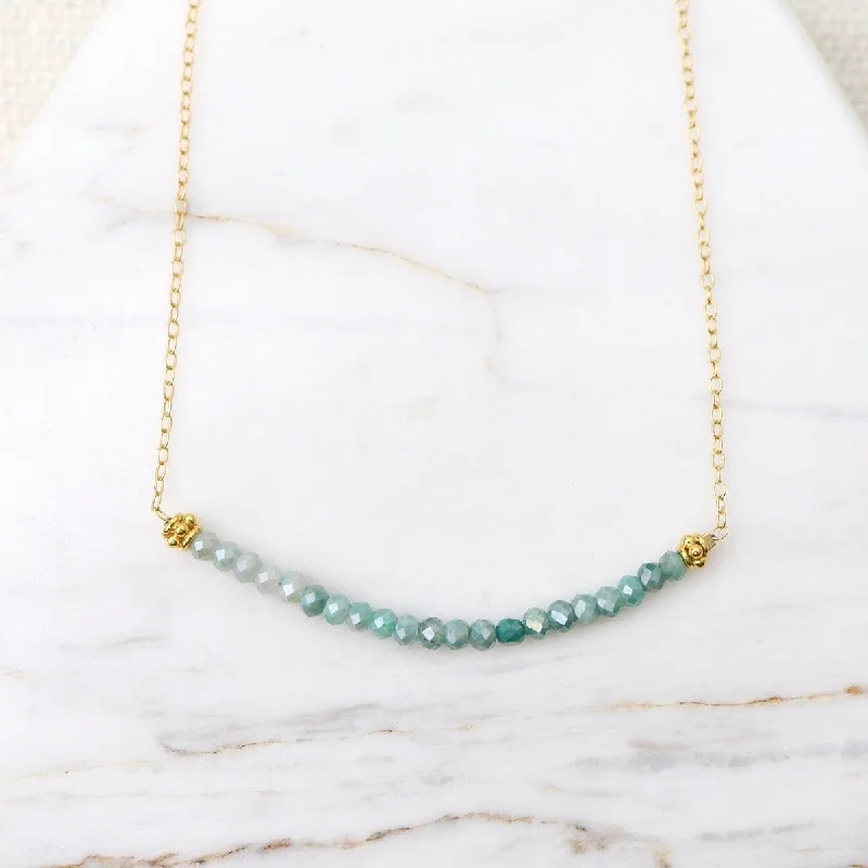 Women’s statement necklaces-Gold Filled Chain with Gemstone Arc - Green Silverite