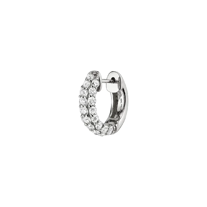 Women’s platinum earrings-Pavé Wide Hoop #4 - White Diamond / 14k White Gold