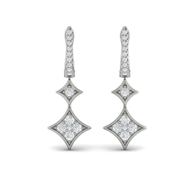 Women’s dainty earrings-Diamond Double Vlora Star Drop Huggie Earrings