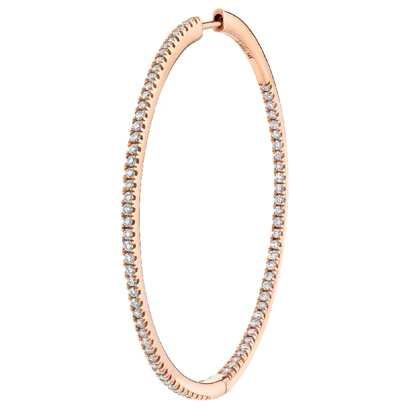 Women’s mini hoop earrings-Double Extra Large Inside Out Hoop - White Diamond / 14k Rose Gold