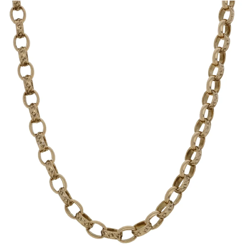 Women’s engraved necklaces-9ct Gold Belcher Chain 26"