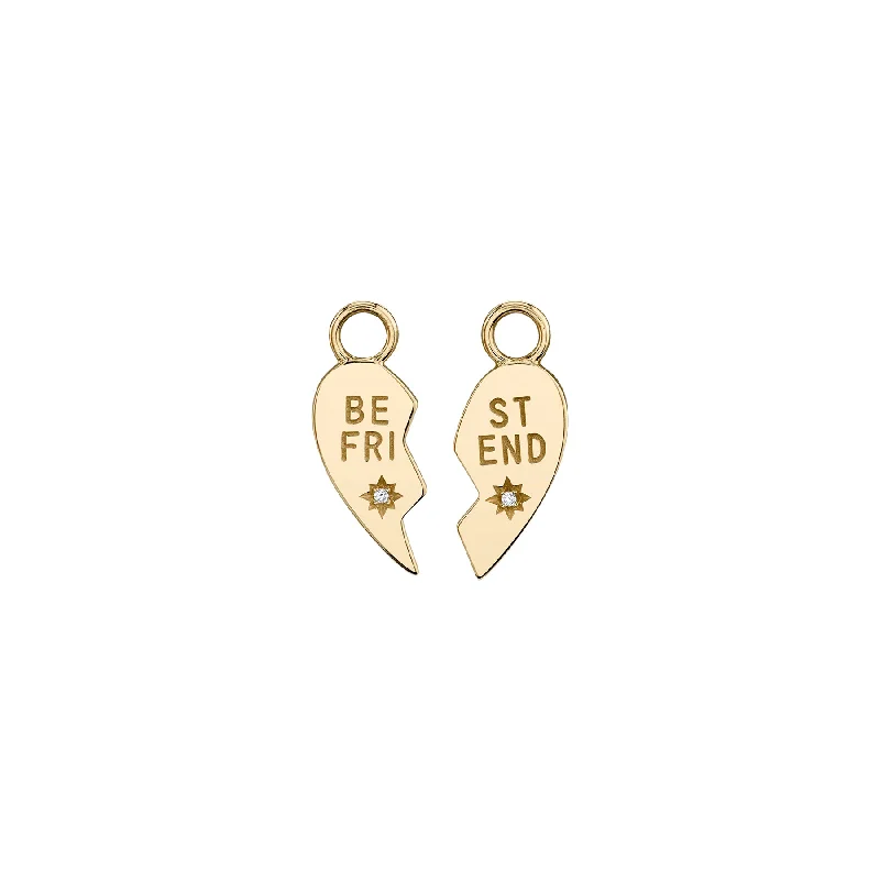 Women’s birthstone earrings-Best Friends Hoop Charm Set - White Diamond / 14k Yellow Gold