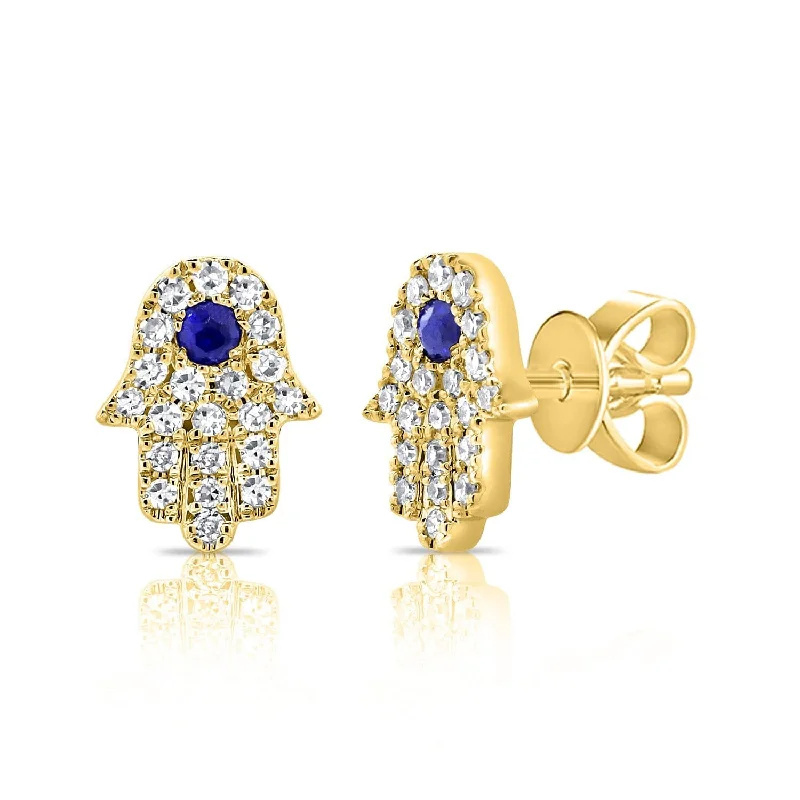 Women’s fashion stud earrings-14k Gold & Diamond Evil Eye Earrings