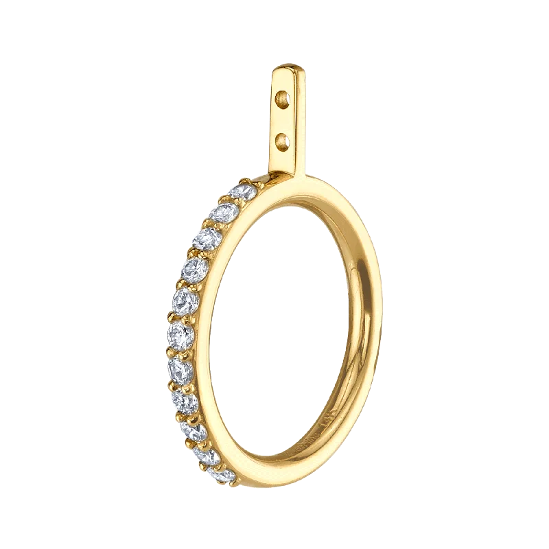 Women’s chunky earrings-Hoop Ear Jacket - White Diamond / 14k Yellow Gold