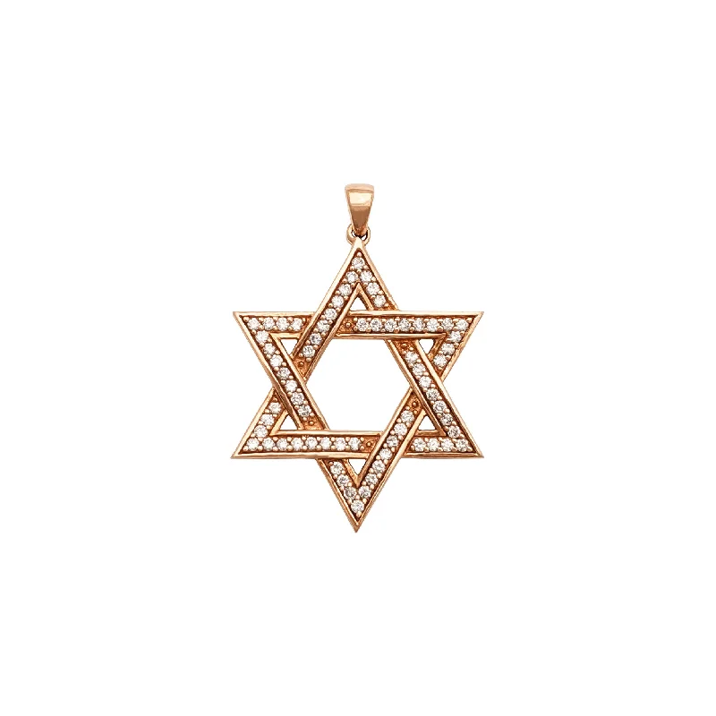 Women’s trendy necklaces-Diamond Star of David Pendant (14K)