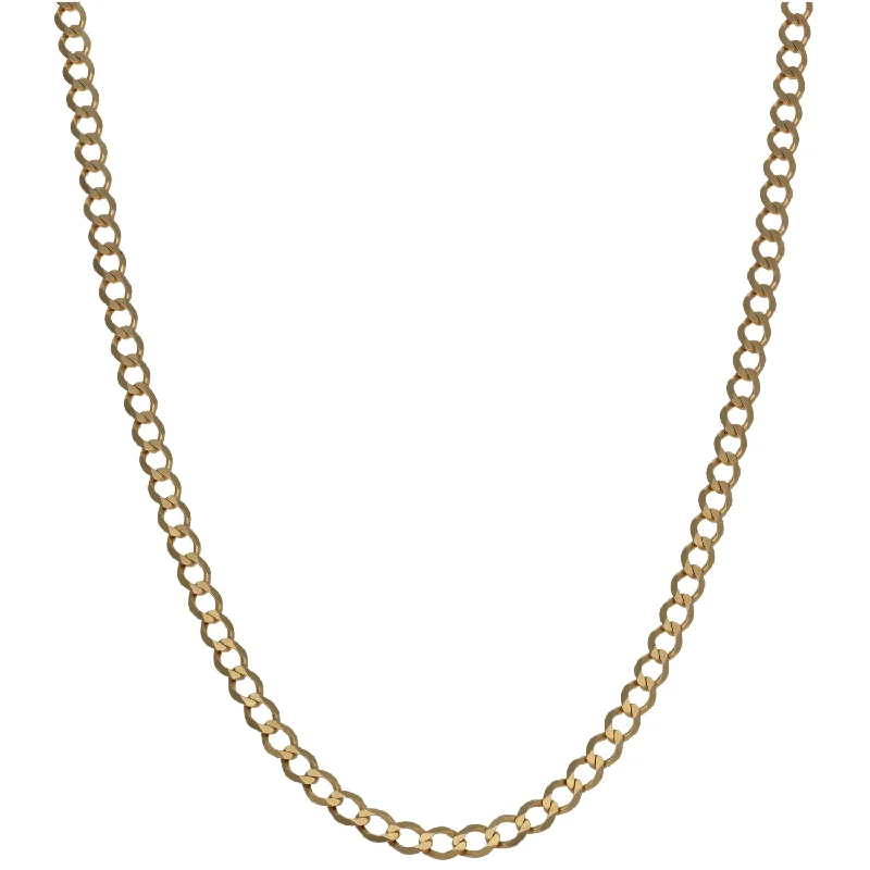 Women’s diamond pendant necklaces-9ct Gold Curb Chain 20"