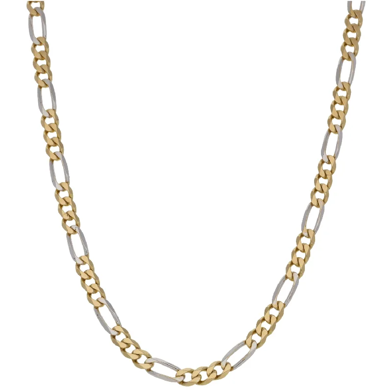 Women’s diamond necklaces with pendants-9ct Bi-Colour Gold Figaro Chain 20"