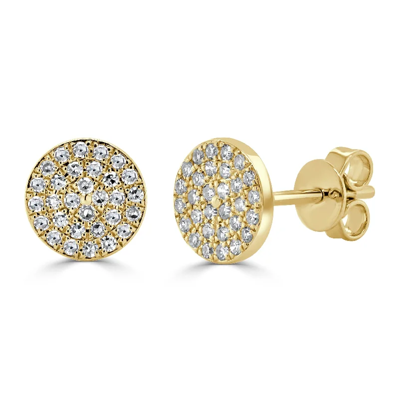 Women’s twisted hoop earrings-14k Gold & Diamond Disc Stud Earrings