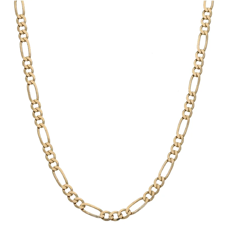 Women’s pearl necklace sets-9ct Gold Figaro Chain 22"