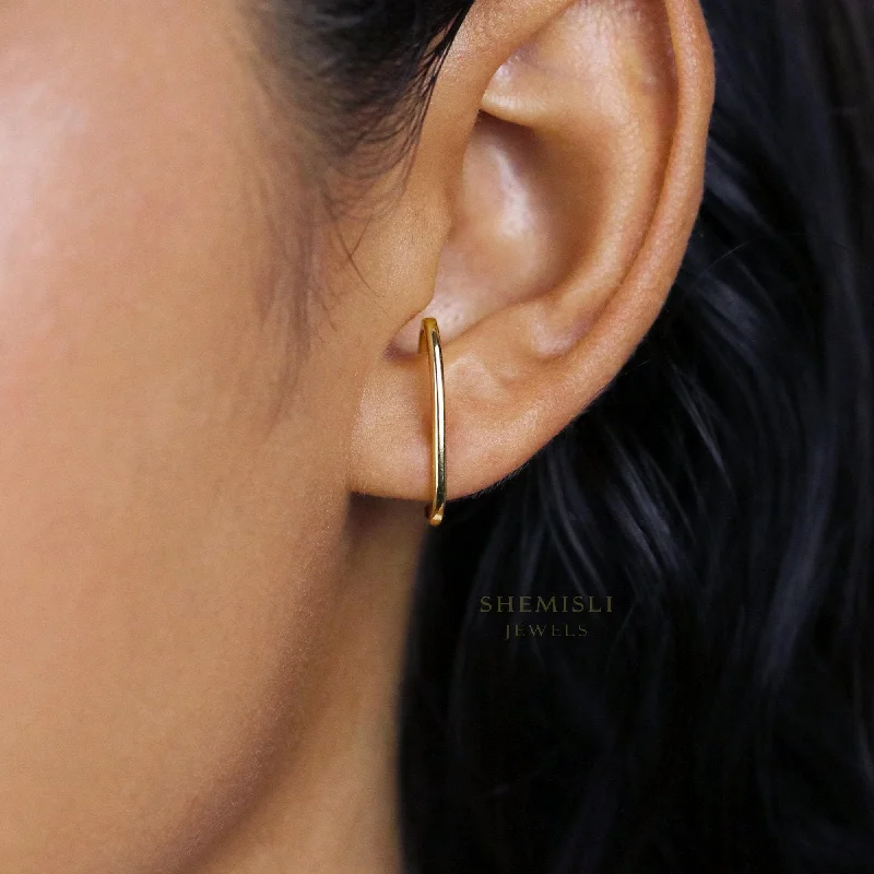 Women’s stud earrings-Stud Lobe cuff earrings, Unisex, Gold, Silver SHEMISLI - SS053