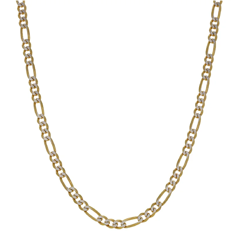 Women’s birthstone necklaces-9ct Bi-Colour Gold Figaro Chain 18"