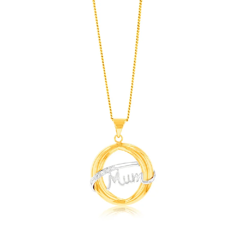 Women’s modern chain necklaces-MUM Diamond Pendant in 9ct Yellow Gold