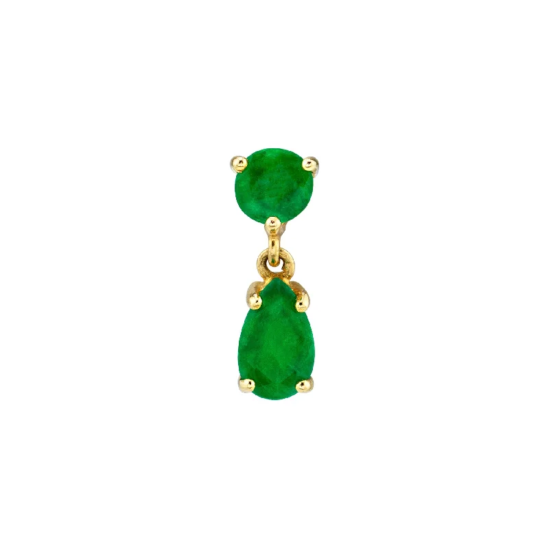 Women’s emerald earrings-Teardrop Stud - Emerald / 14k Yellow Gold