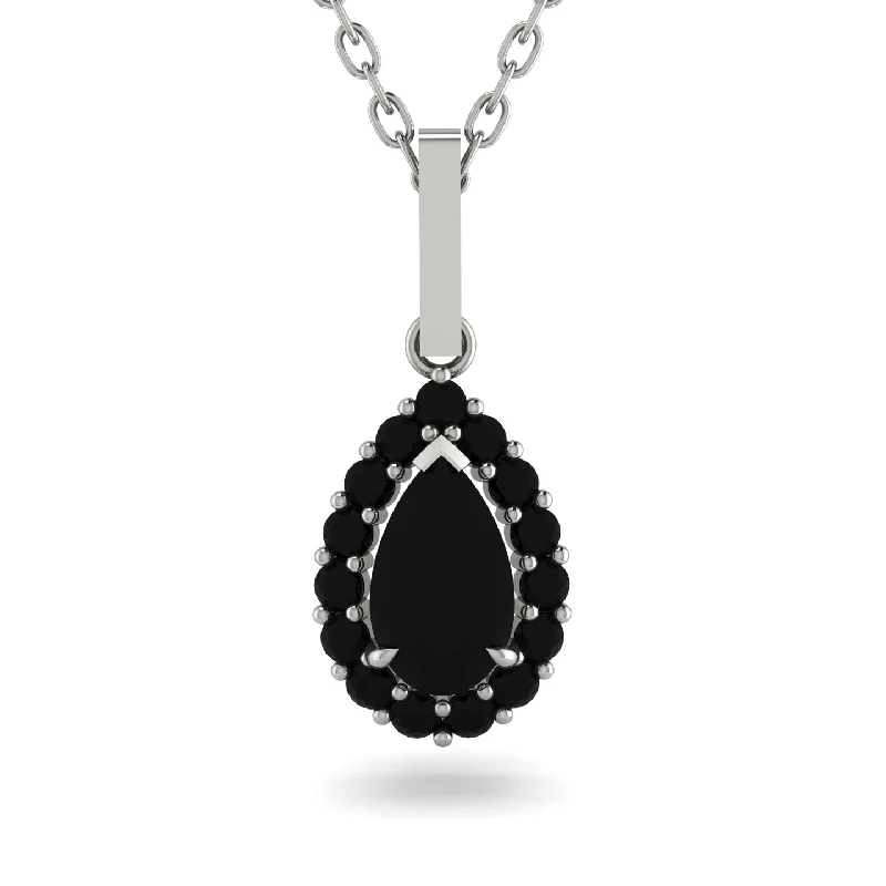 Women’s dainty chain necklaces-Black Diamond Tear Of Eternity Pendant - Jolene No. 39