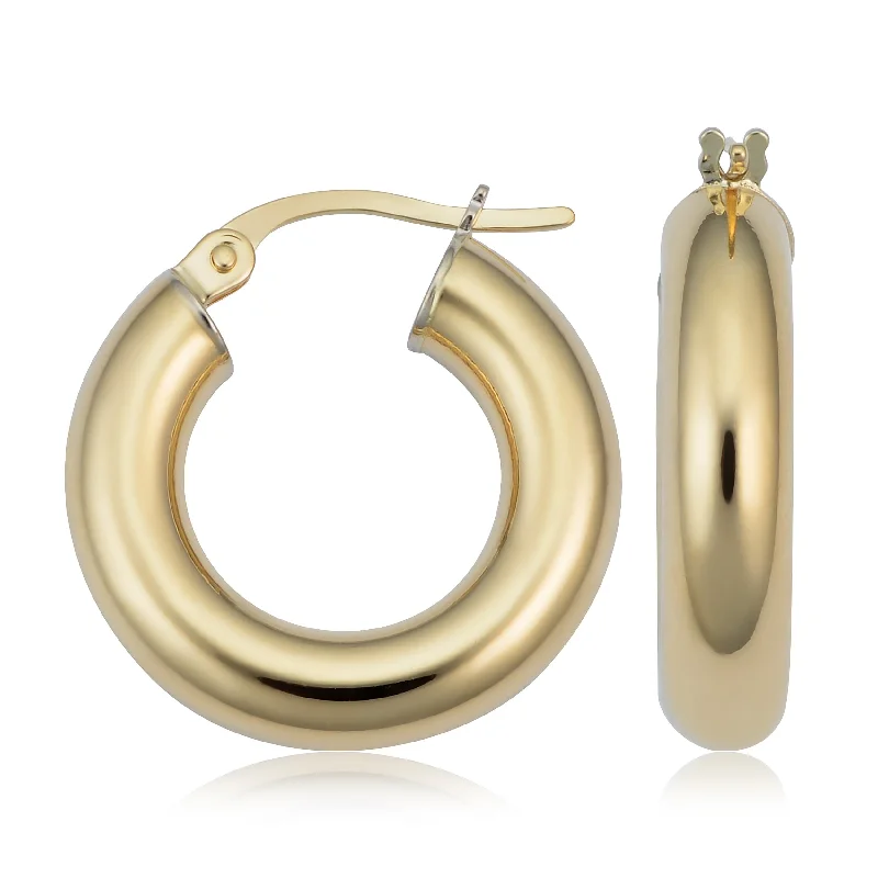 Women’s diamond halo earrings-14k Gold Tube Hoop Earrings