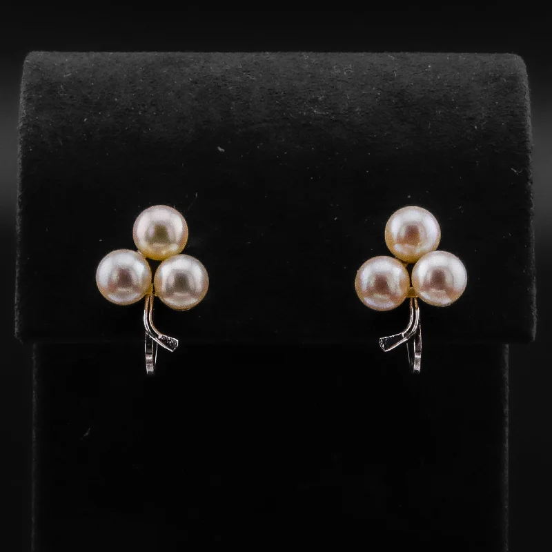 Women’s dangly earrings-Screw-Back Pearl Cluster Earrings