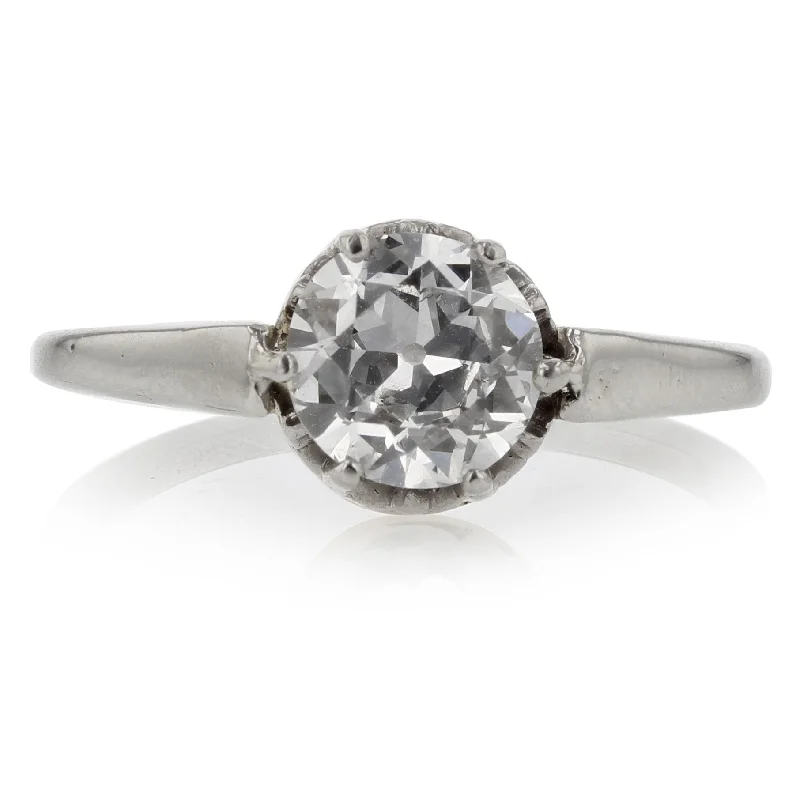 Women’s engagement rings with a twist-PLATINUM AND ROSE GOLD 1 OLD EUROPEAN CUT DIAMOND=0.95CT RING 2.02DWT