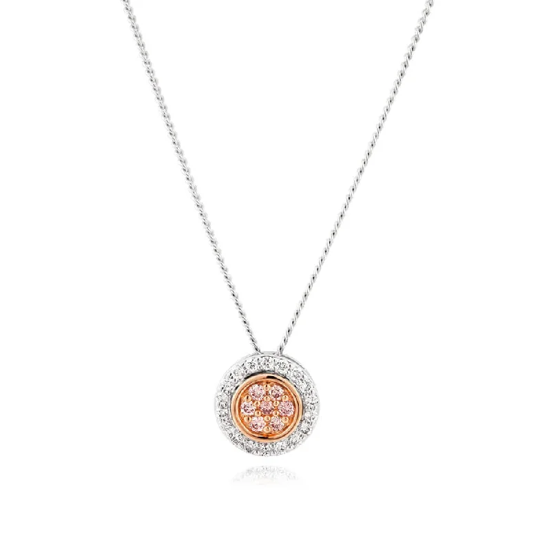 Women’s vintage pendant necklaces-Pink Diamond 18ct White Gold 1/5 Carat Diamond Pendant