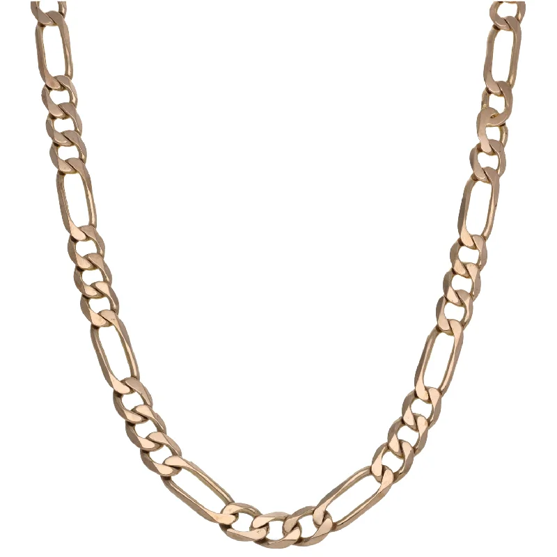 Women’s modern pendant necklaces-9ct Gold Figaro Chain 22"