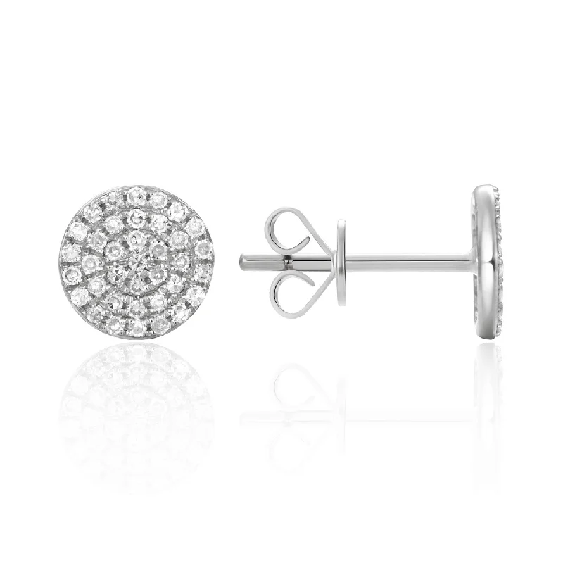 Women’s colored crystal earrings-Round Pave Stud Earrings