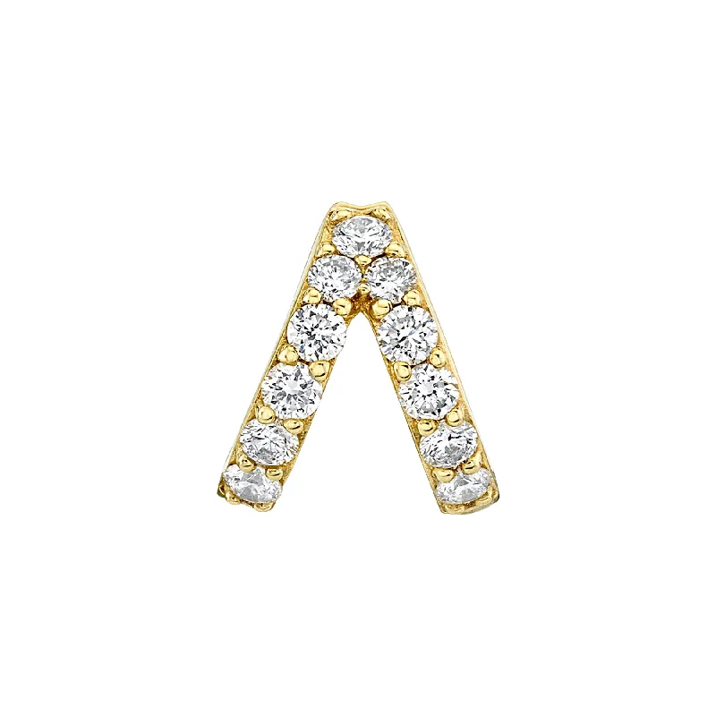 Women’s dainty earrings-"V" Biggie Earring - White Diamond / 14k Yellow Gold