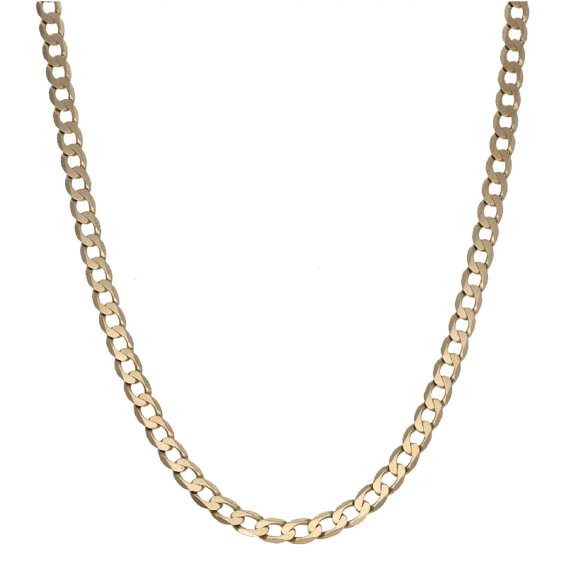 Women’s diamond pendant necklaces-9ct Gold Curb Chain 22"