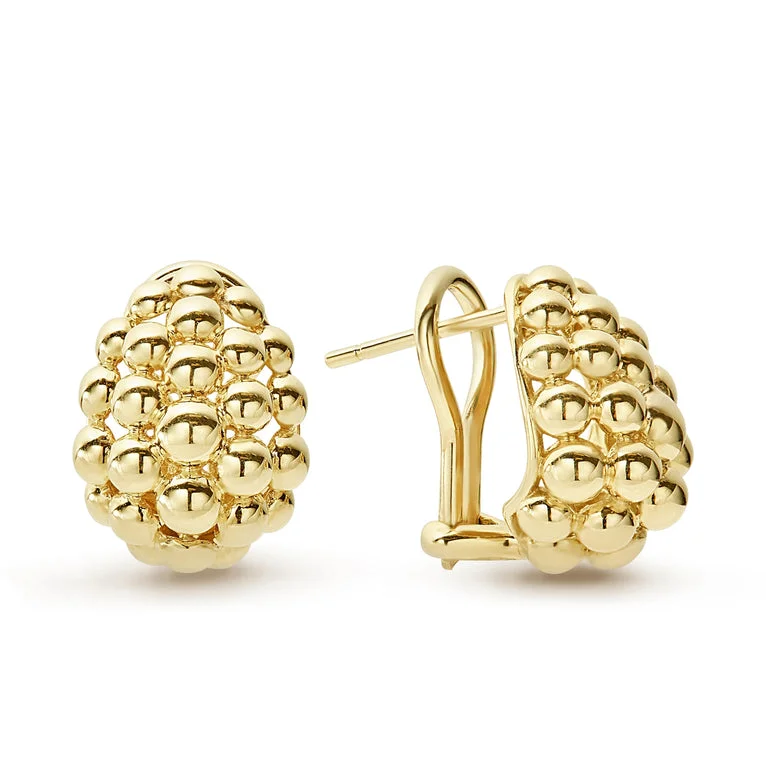 Women’s crystal earrings-Small 18K Gold Omega Clip Earrings