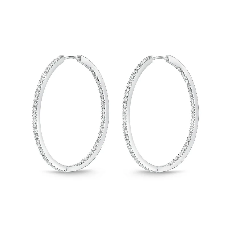 Women’s alternative gemstone engagement rings-Oval Diamond Hoops