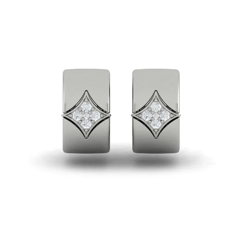 Women’s drop earrings-Diamond Cluster Vlora Star Huggie Hoop Earrings