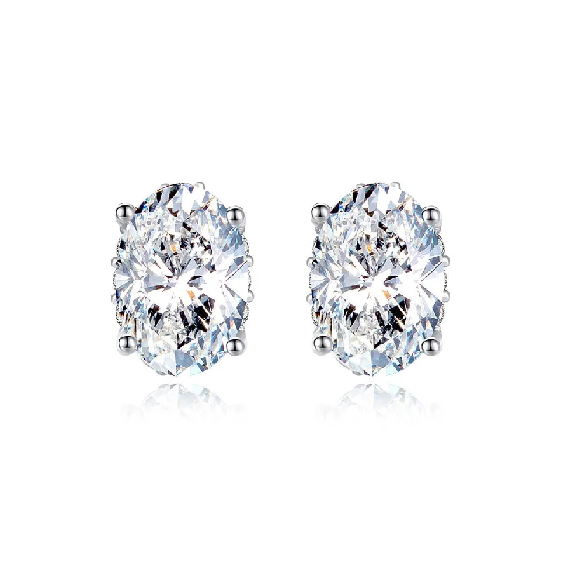 Women’s zirconia earrings-1 Carat Oval Diamond Earrings | S925 | Moissanite