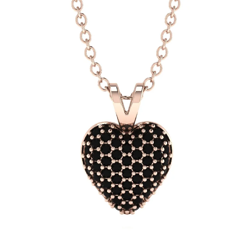 Women’s pearl necklace sets-Dazzling Black Diamond Heart Gold Pendant - Kiara No. 8