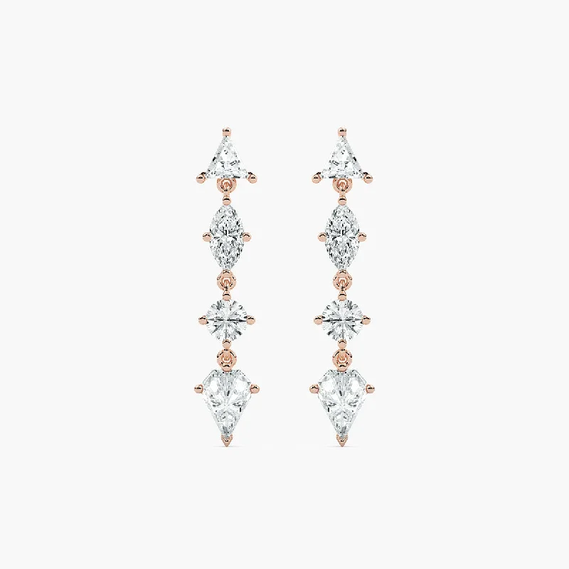 Women’s fine jewelry earrings-Mixed Shape Lab Grown Diamond Dangle Earrings