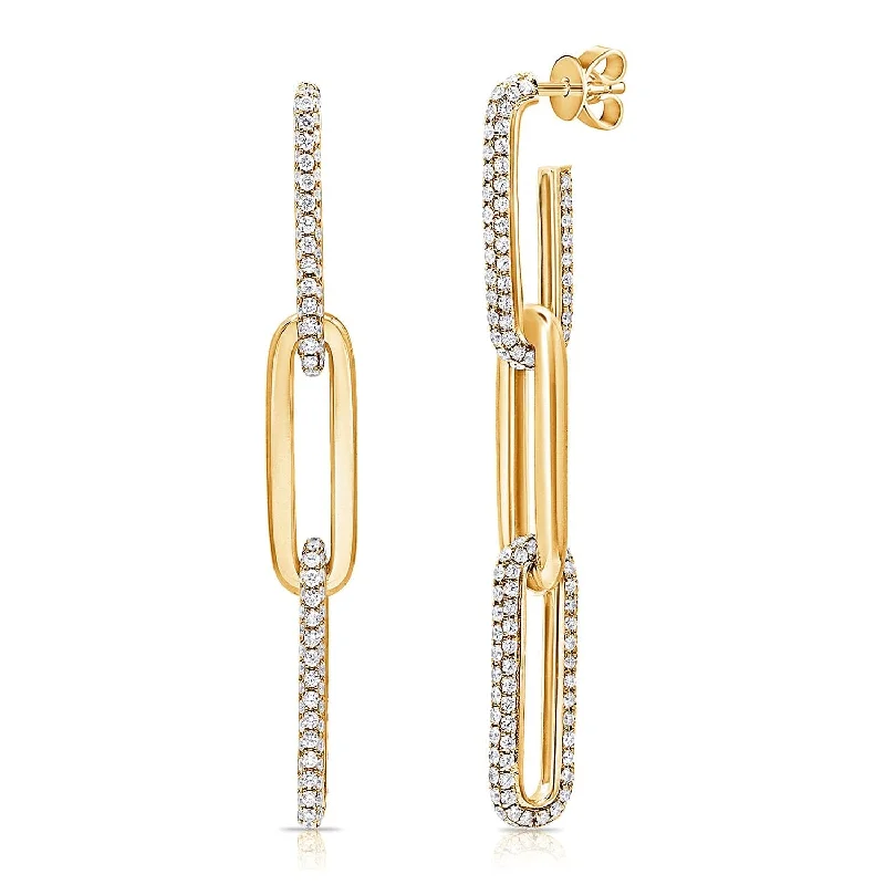 Women’s glamorous earrings-14k Gold & Diamond Paperclip Link Drop Earrings