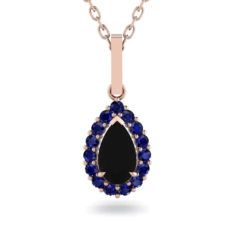 Women’s statement necklaces-Black Diamond Tear Of Eternity Pendant - Jolene No. 68