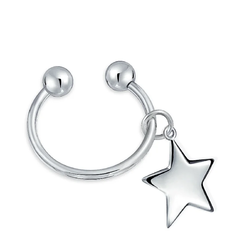 Women’s infinity necklaces-Unisex Star Tag ID Key Chain with Ball Screw Tip and Horseshoe Key Ring