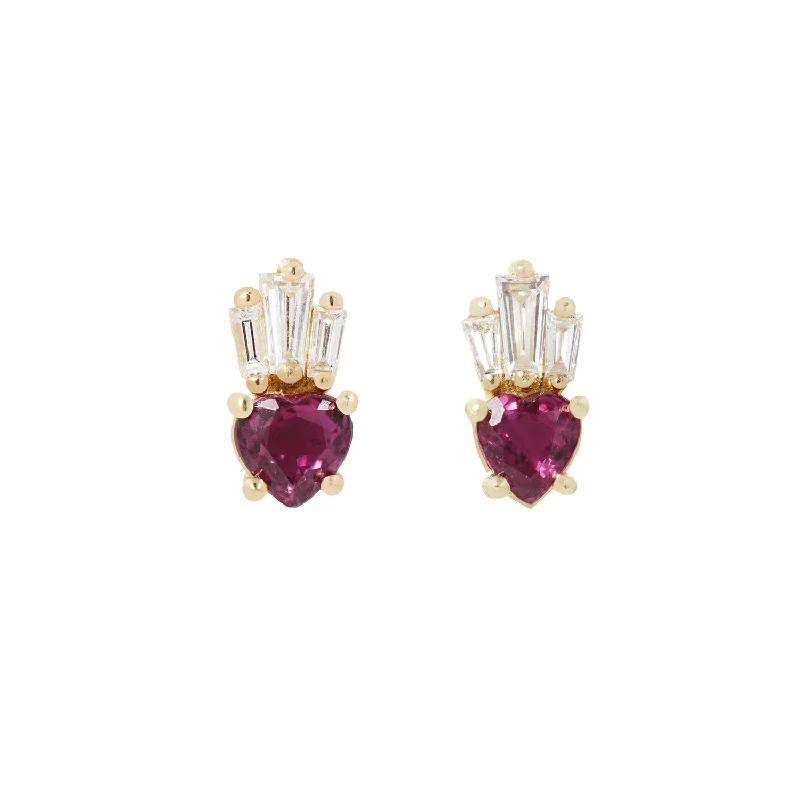 Women’s cubic zirconia earrings-Sacred Heart Studs