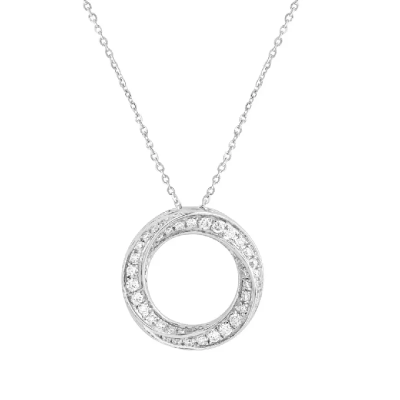 Women’s opal necklaces-White Gold and Diamond Circle Pendant