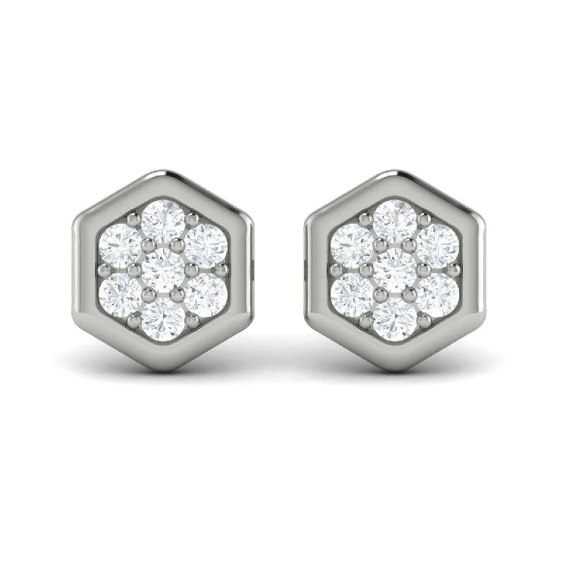 Women’s fancy earrings-Diamond Cluster Honeycomb Stud Earrings