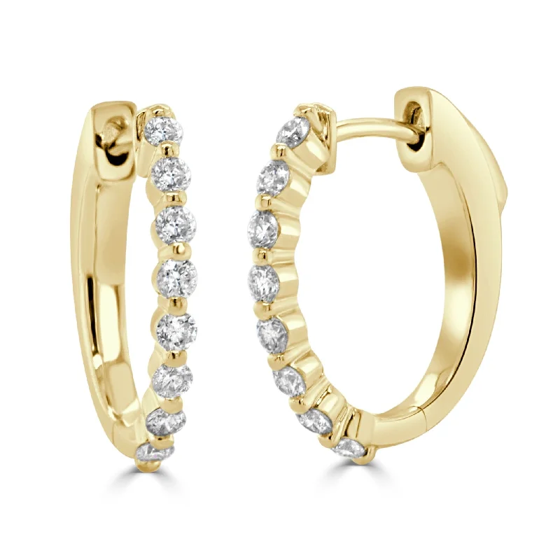 Women’s drop earrings-14k Gold & Diamond Oval Hoops