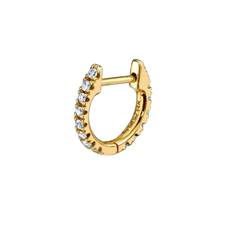 Women’s square earrings-The Medium Huggie - White Diamond / 14k Yellow Gold