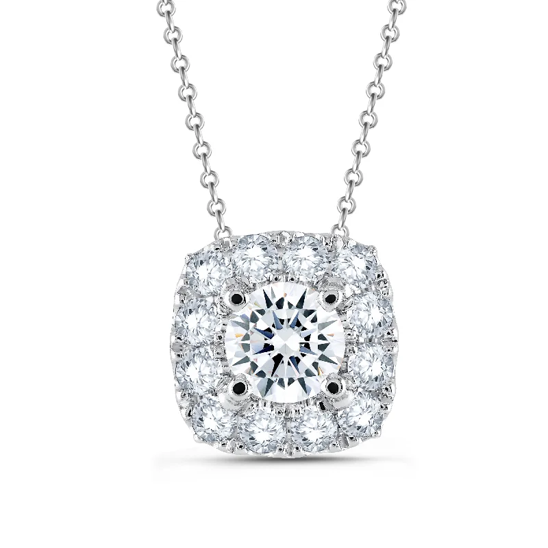 Women’s lockets necklaces-Lab Grown Diamond 3/4 Carat Halo Pendant