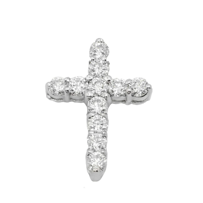 Women’s luxury diamond necklaces-14k White Gold Lab Diamond Cross Pendant 0.95 ctw