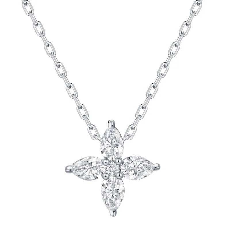 Women’s fashion necklaces-White Gold Diamond Pendant