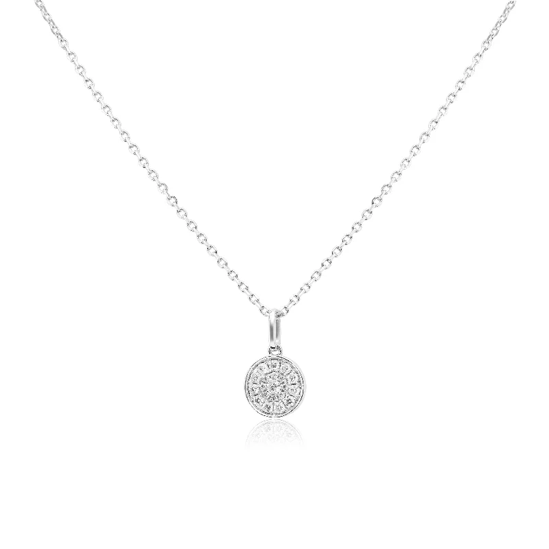 Women’s multi-strand necklaces-14k White Gold Diamond Cluster Pendant